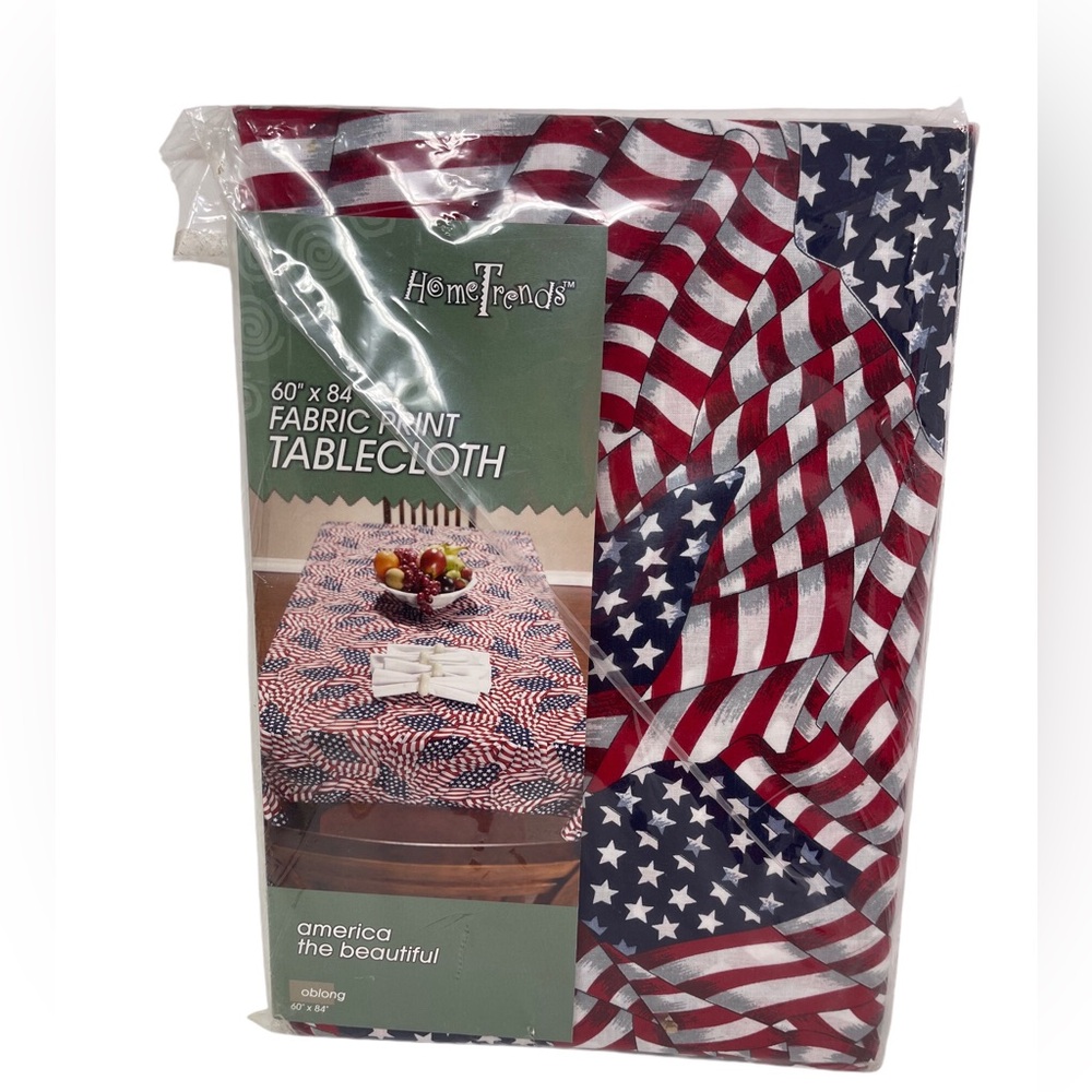 Home Trends 60 X 84 Inches Oblong America The Beautiful Fabric flag tablecloth